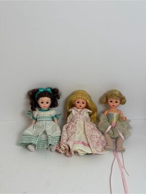 Vintage Alexander Dolls Lot of 3 Collectible Mini Dolls w/ Original Dresses